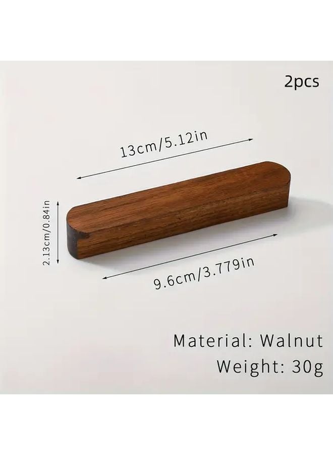 Walnut Wood Drawer Pulls 192mm Hole Spacing 2pcs Polished Metal Finish Cabinet Handles - Image 4